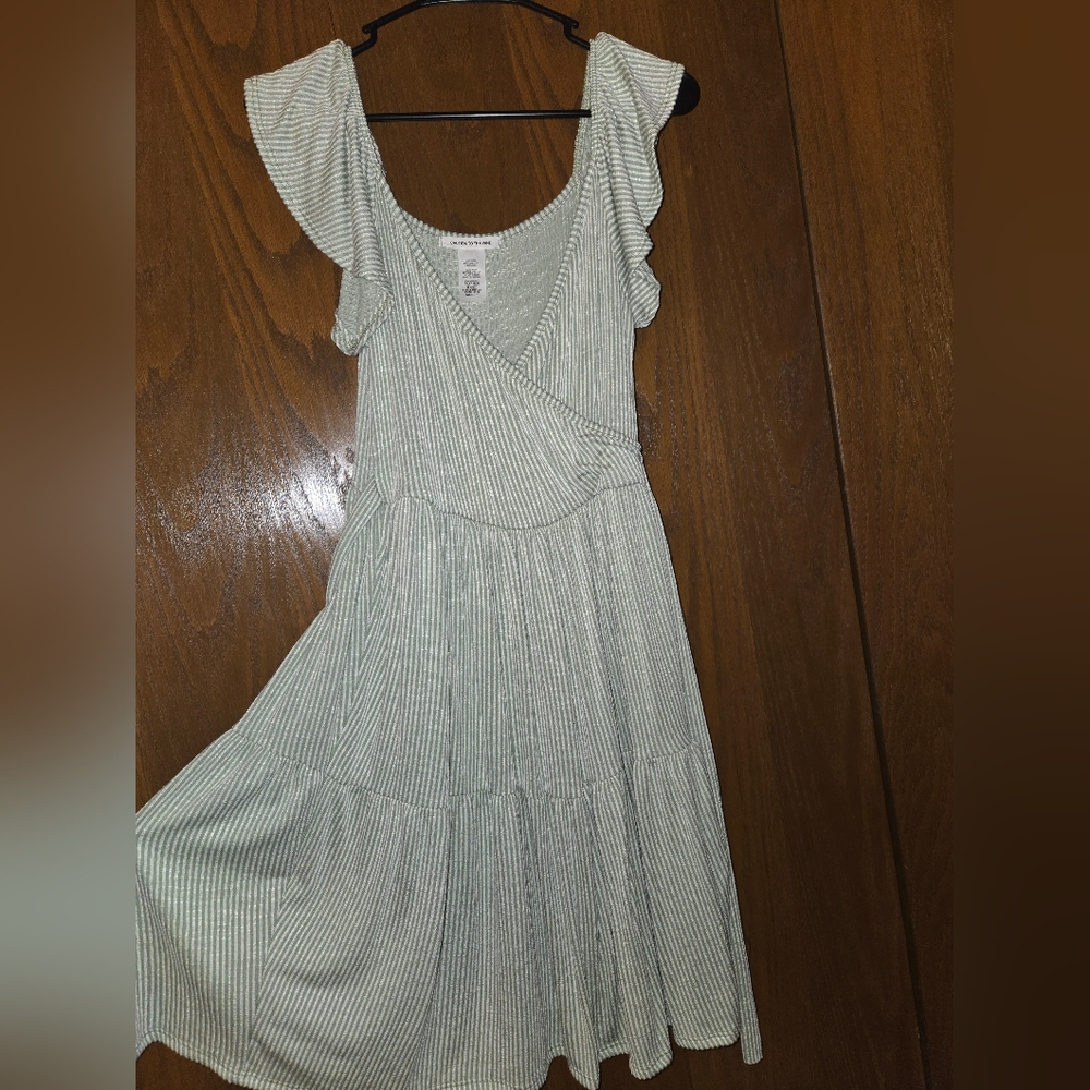 Green and White Striped Dress